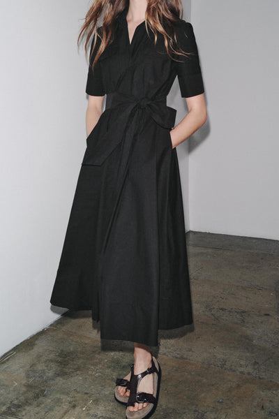 Talia™ | Belted Poplin Midi Dress