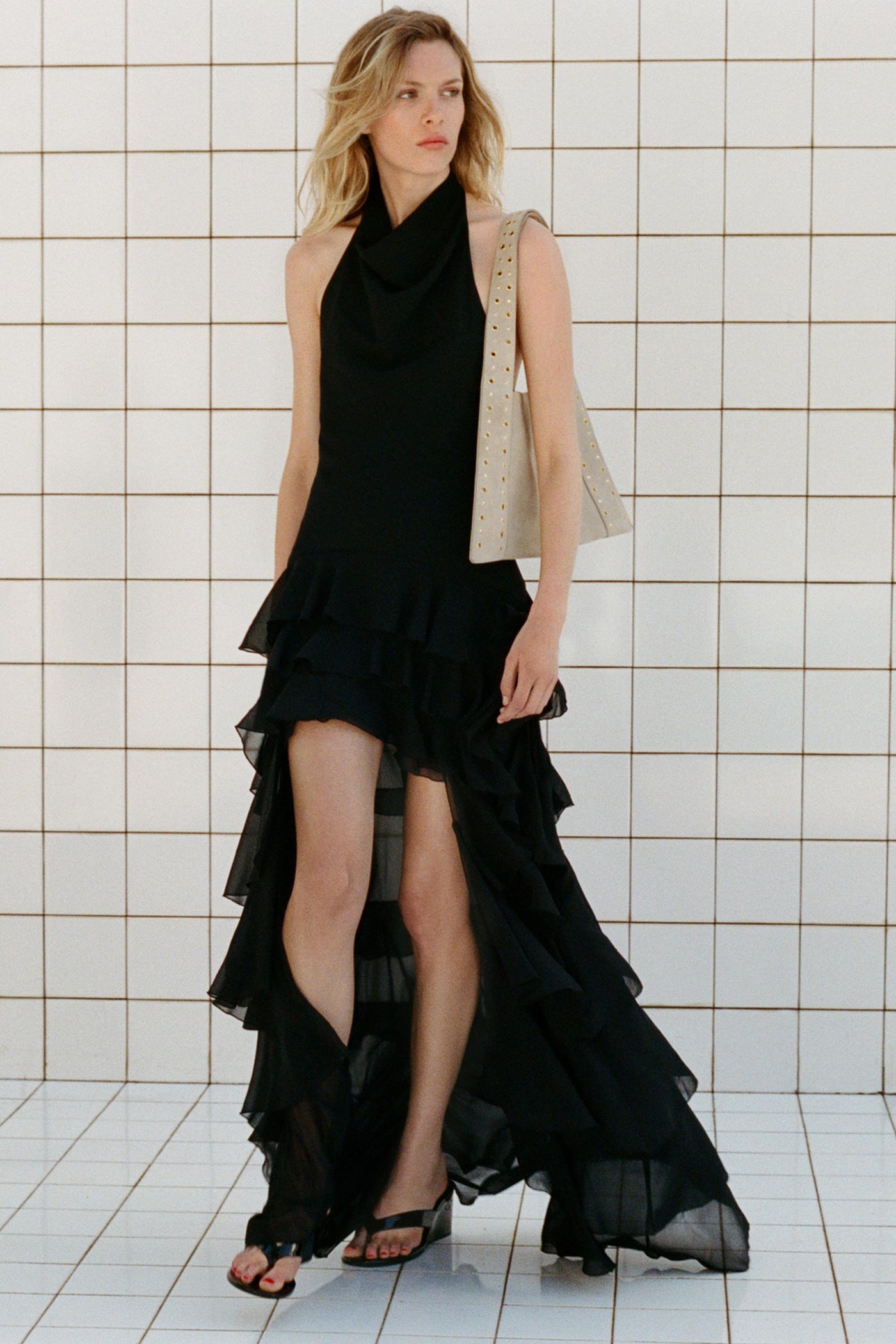 Sable™ | Halter Ruffle Cascade Dress