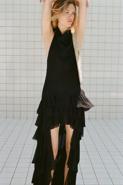 Sable™ | Halter Ruffle Cascade Dress