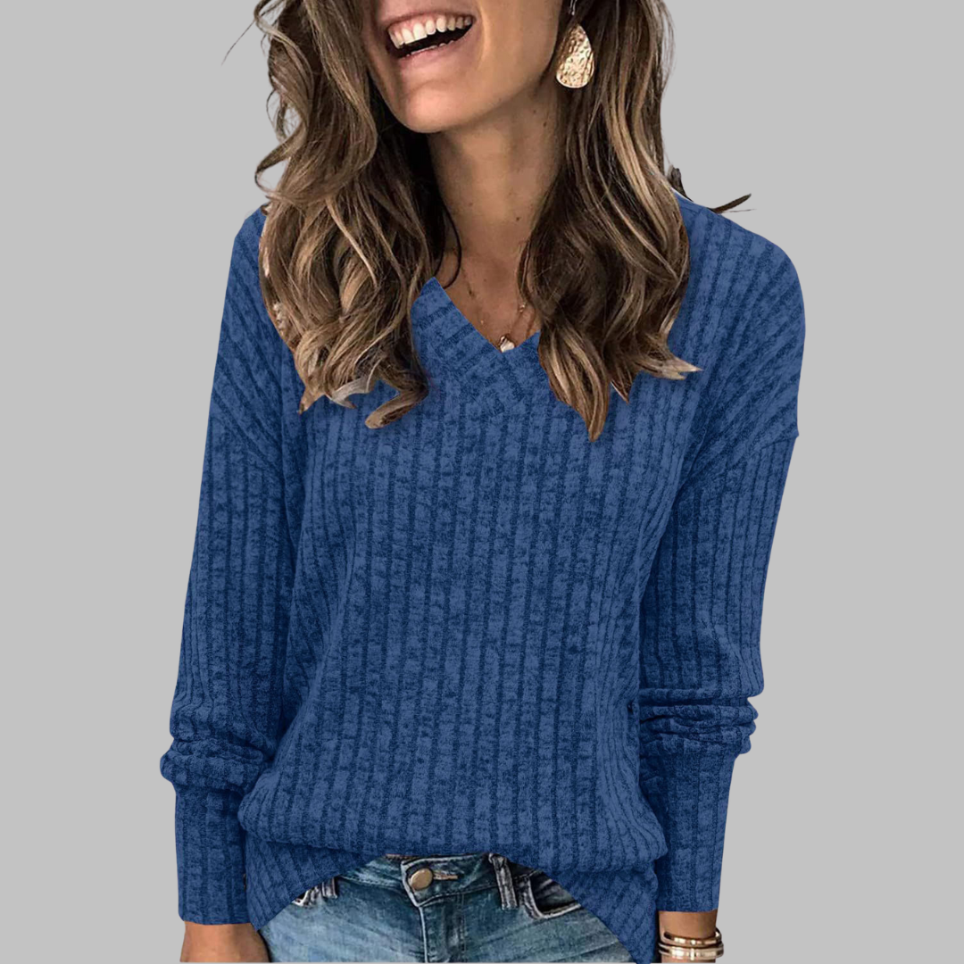 Maribel – Bequemes Langarmshirt mit V-Ausschnitt