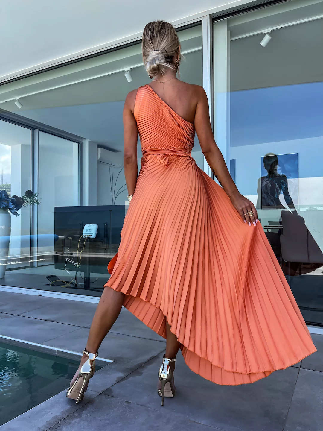 Celeste™ | One-Shoulder Pleated Maxi Dress