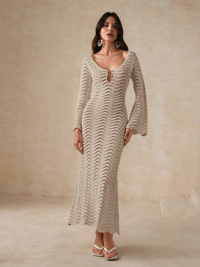 Edith™ | Sculpted Wave Knit Dress