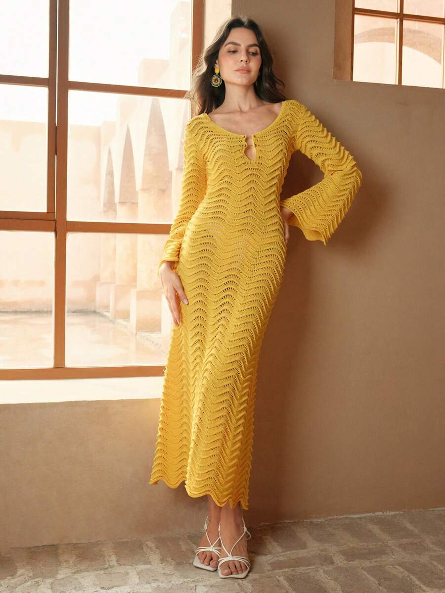 Edith™ | Sculpted Wave Knit Dress