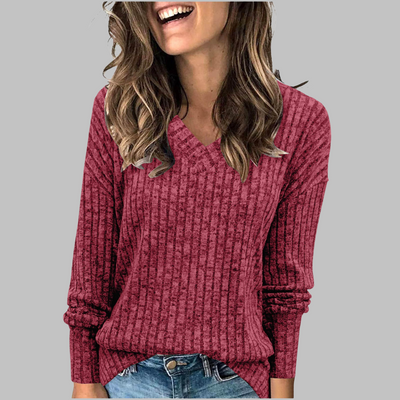 Maribel – Bequemes Langarmshirt mit V-Ausschnitt