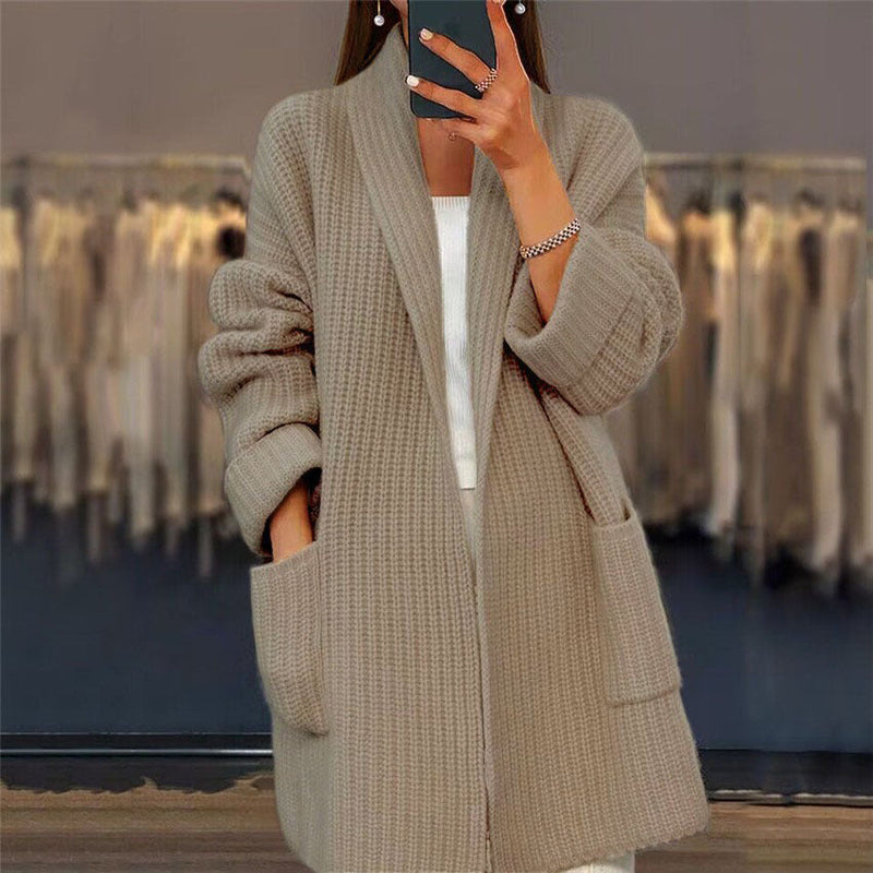 Kiandra – Gestrickte Wollstrickjacke mit Taschen