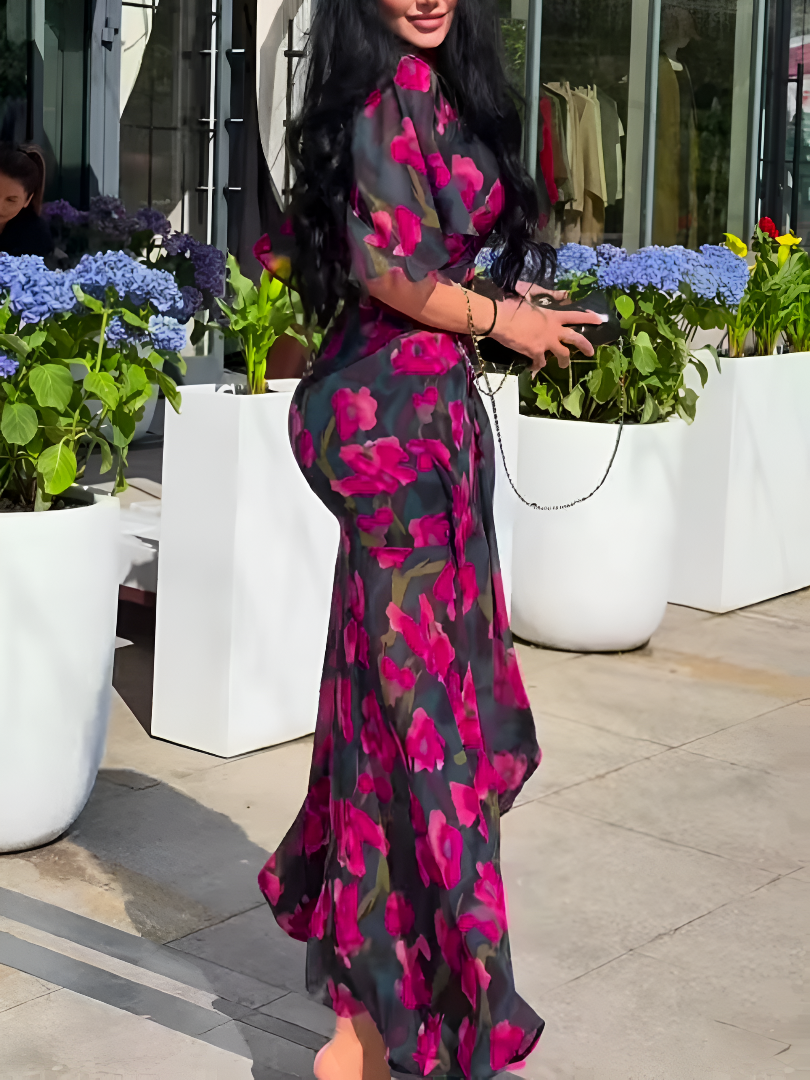 Lena™ | Retro Bloom Maxi Dress