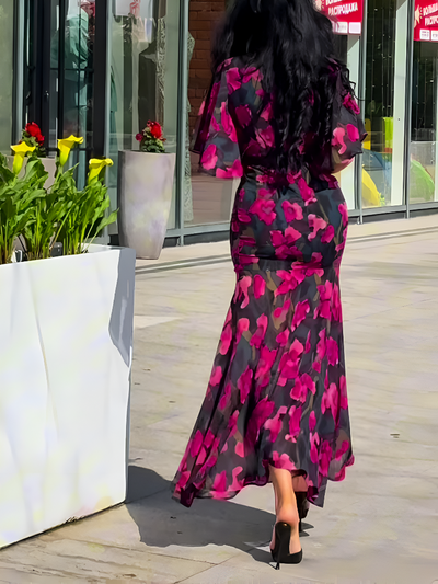 Lena™ | Retro Bloom Maxi Dress