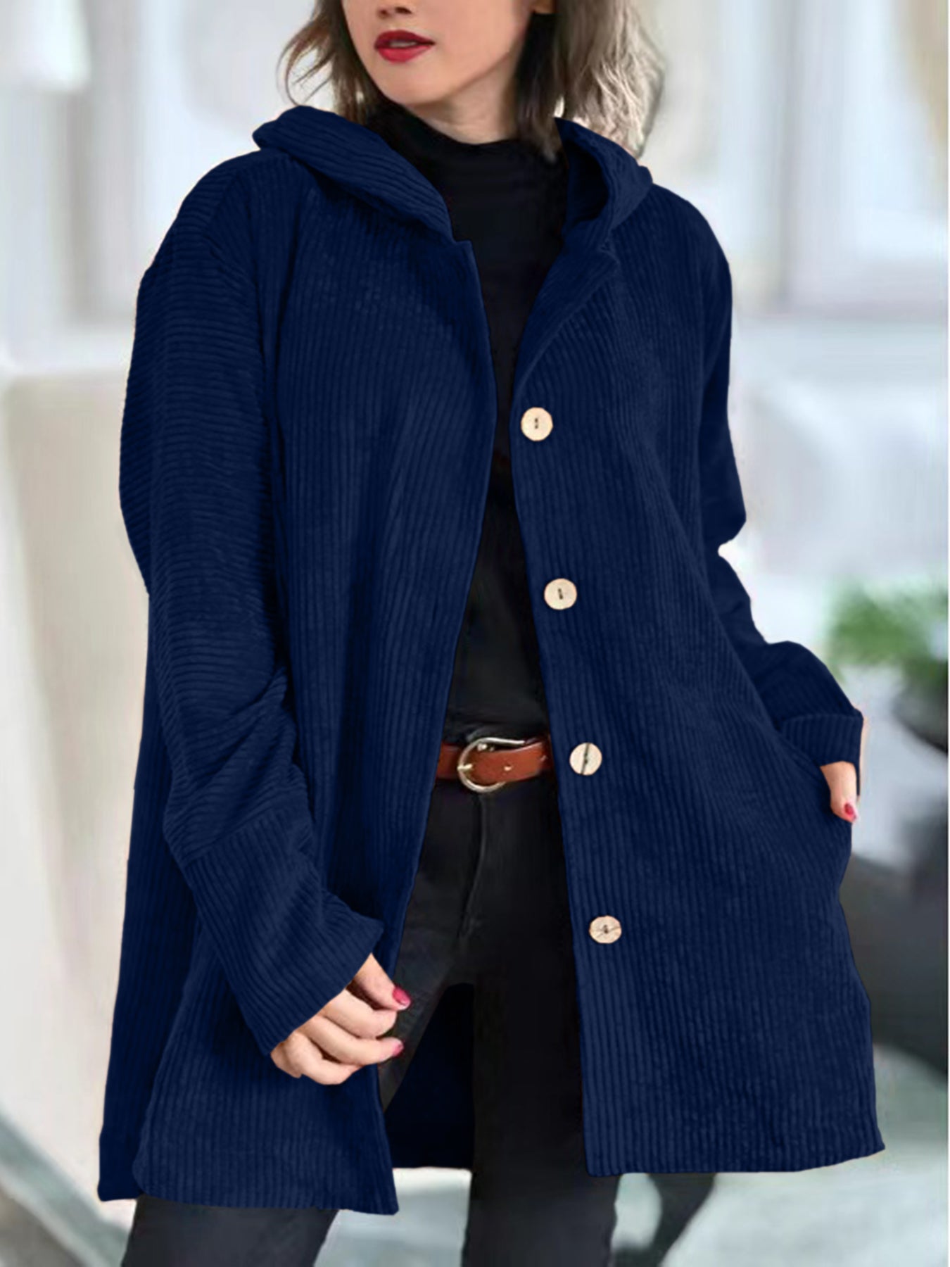 Candice | Cord-Jacke mit Kapuze