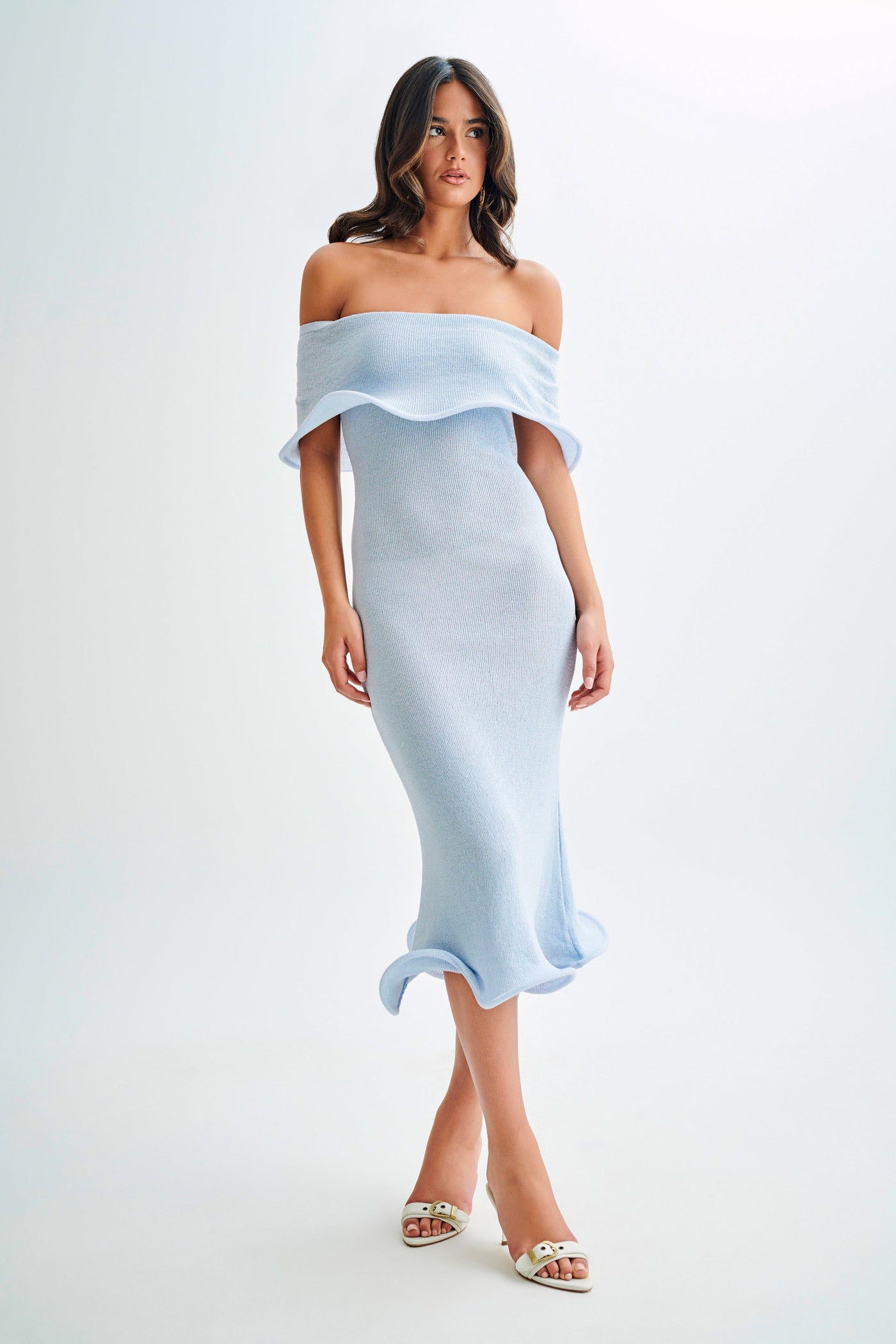 Rhea™ | Off-Shoulder Knit Midi Dress