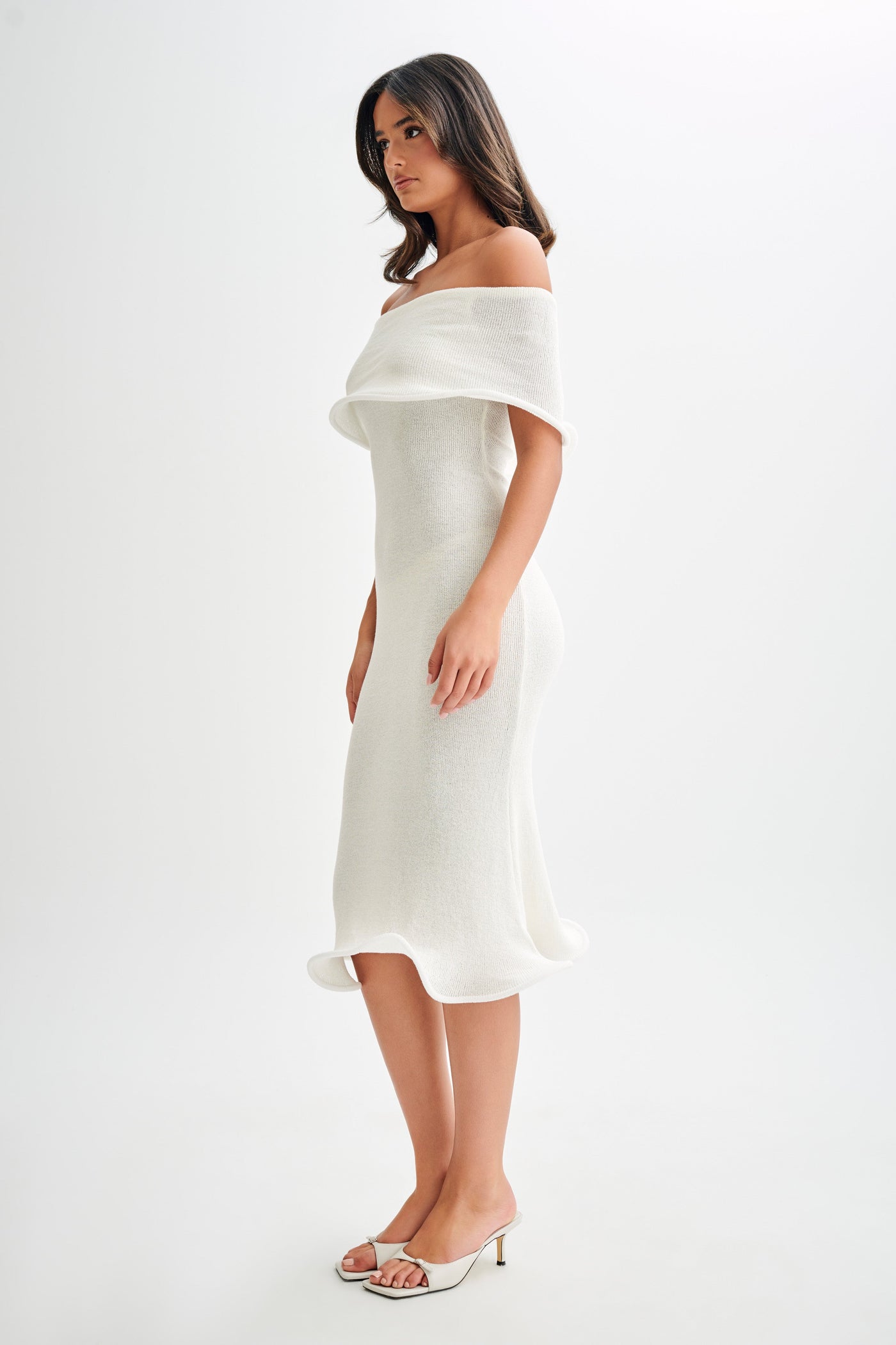 Rhea™ | Off-Shoulder Knit Midi Dress
