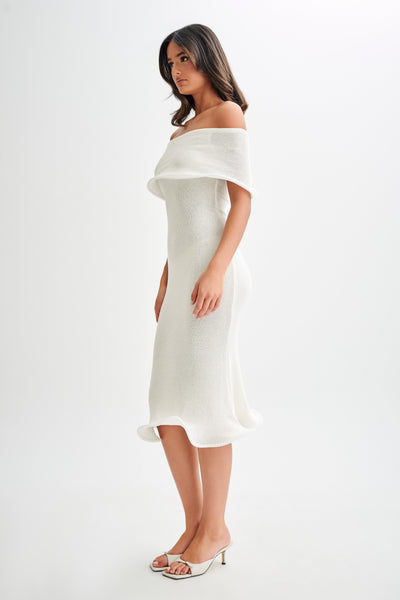 Rhea™ | Off-Shoulder Knit Midi Dress