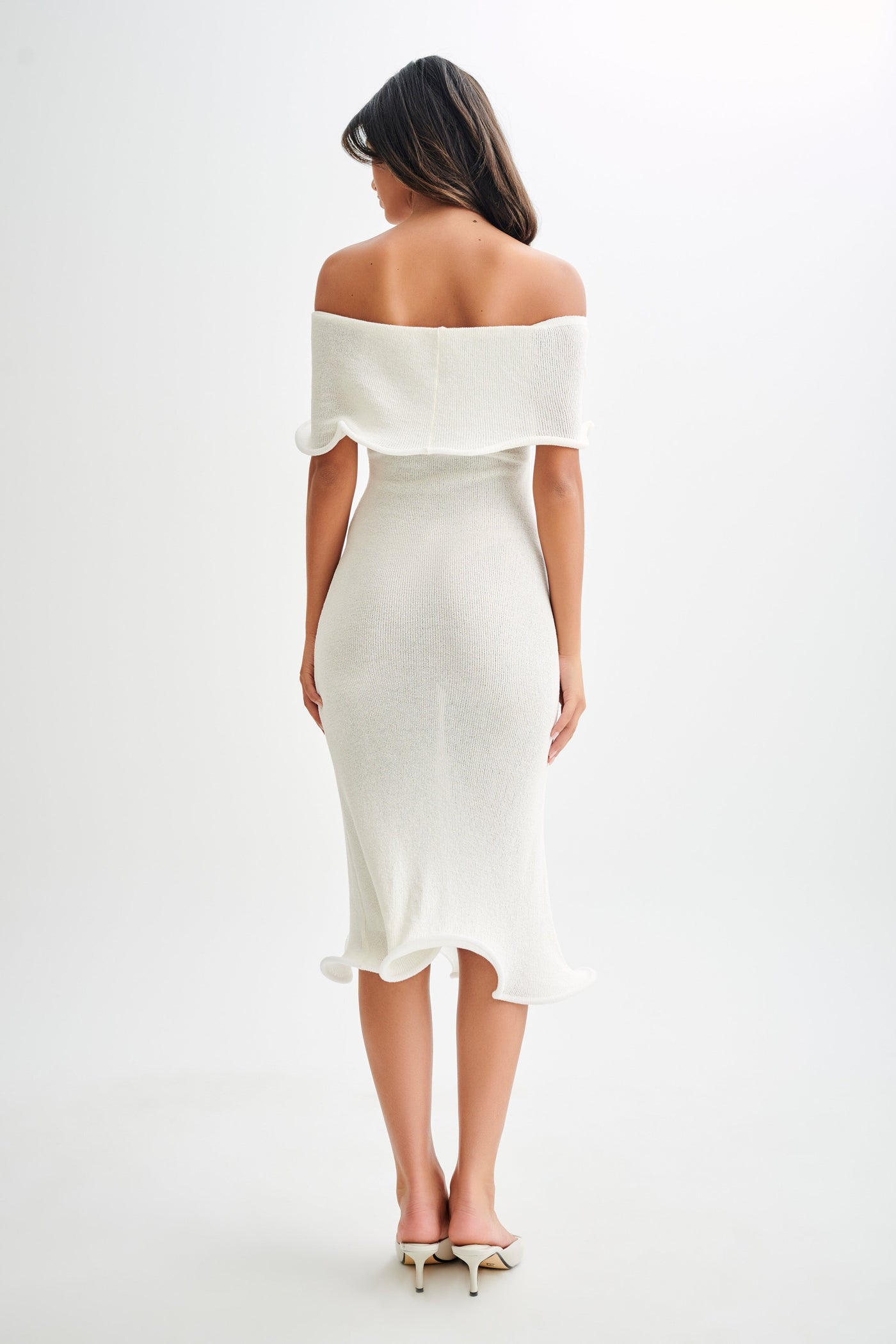 Rhea™ | Off-Shoulder Knit Midi Dress