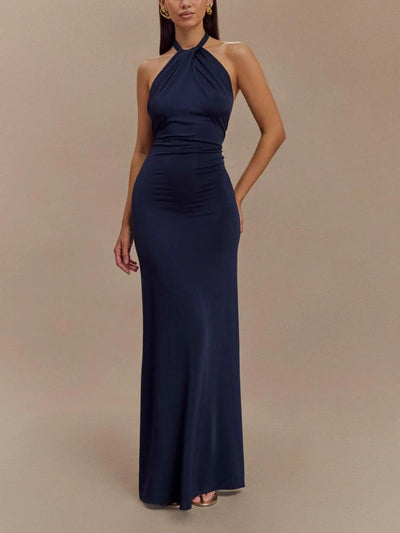 Maya™ | Sleek Halter Maxi Dress