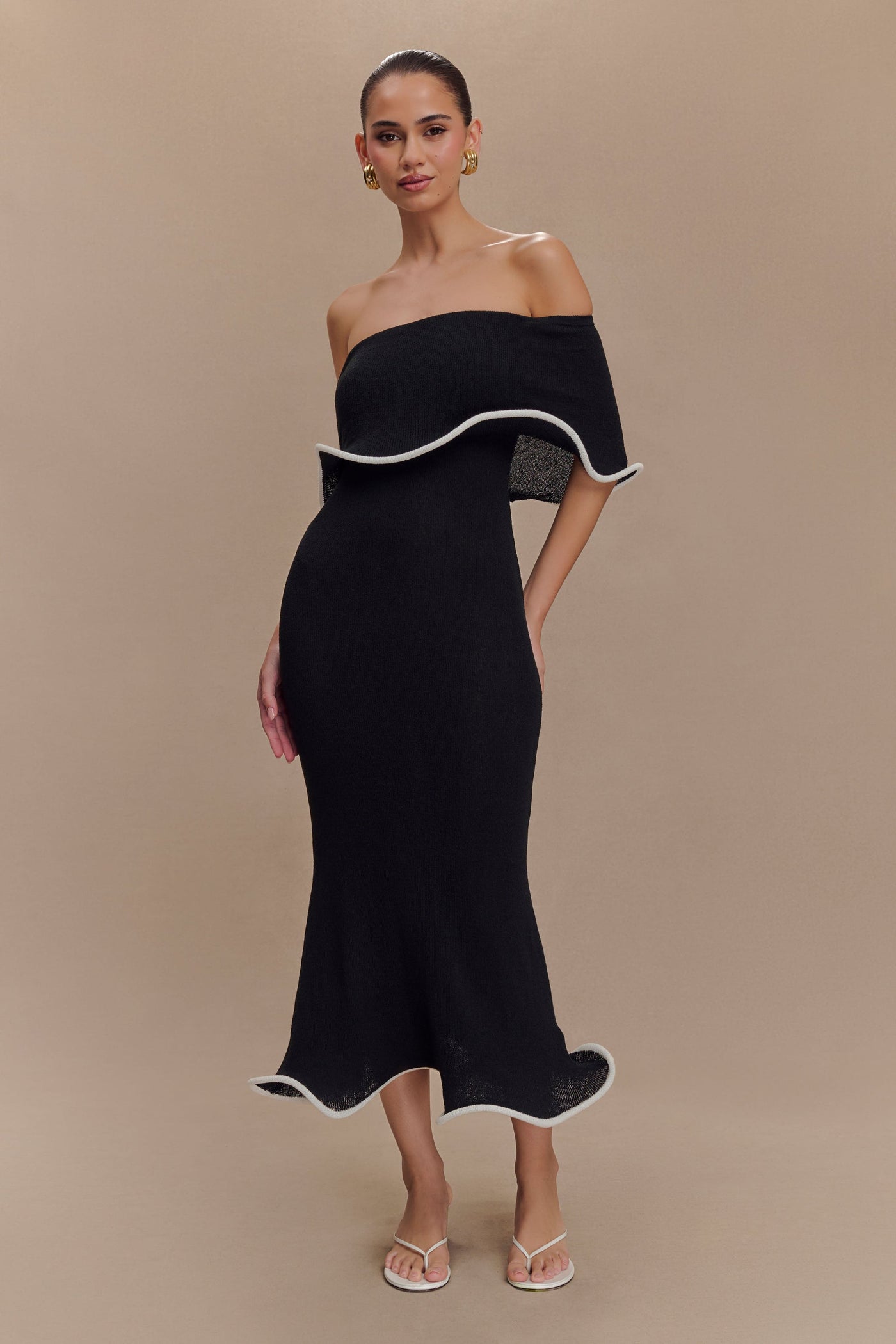 Rhea™ | Off-Shoulder Knit Midi Dress