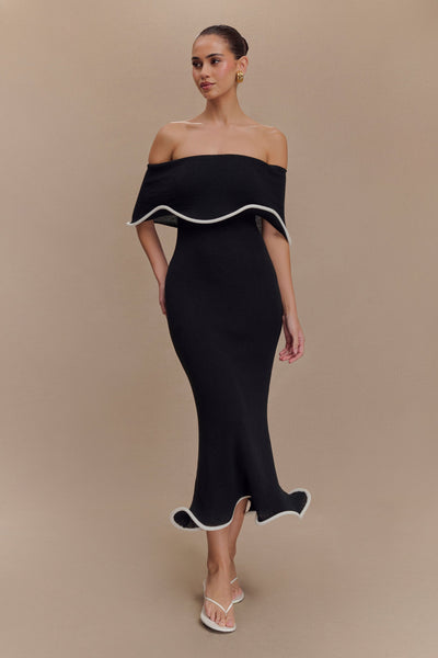 Rhea™ | Off-Shoulder Knit Midi Dress