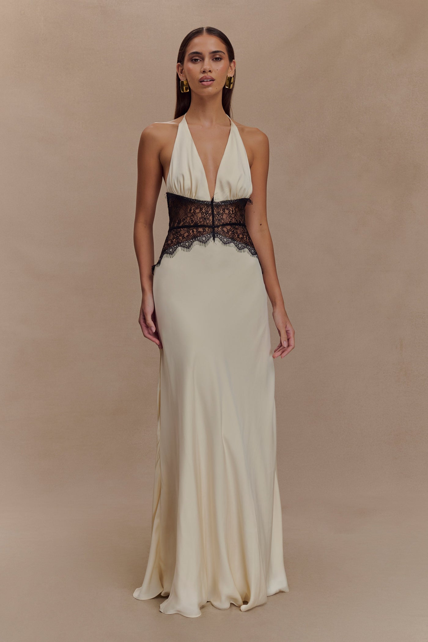 Kalira™ | Satin Lace Maxi Dress
