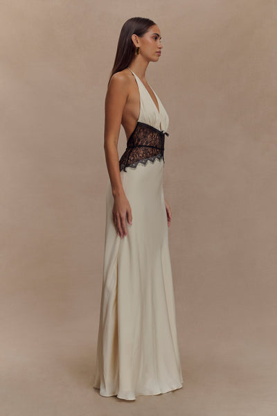 Kalira™ | Satin Lace Maxi Dress