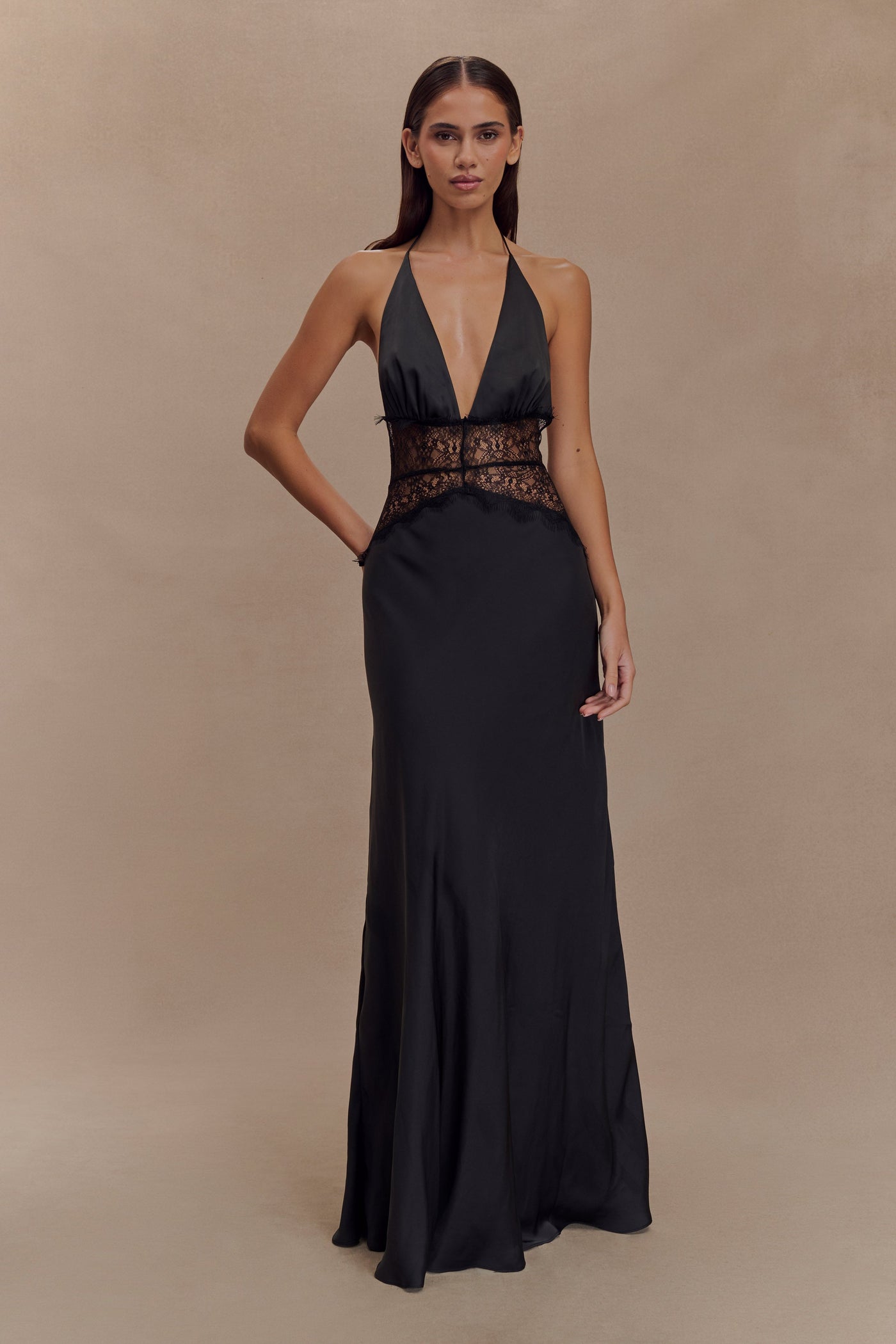 Kalira™ | Satin Lace Maxi Dress