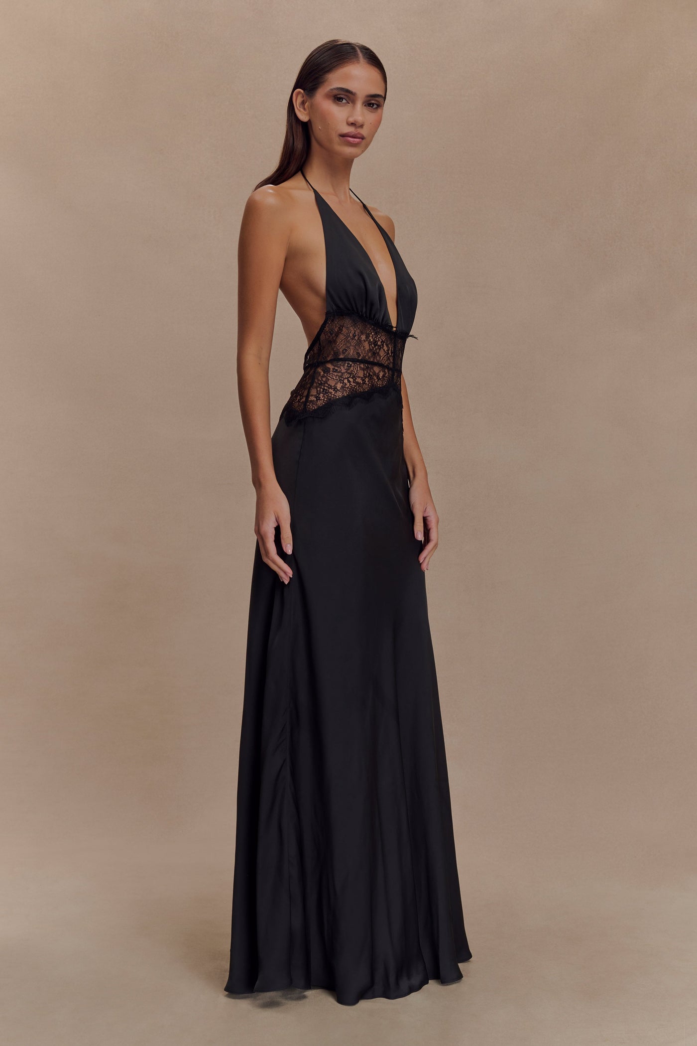 Kalira™ | Satin Lace Maxi Dress