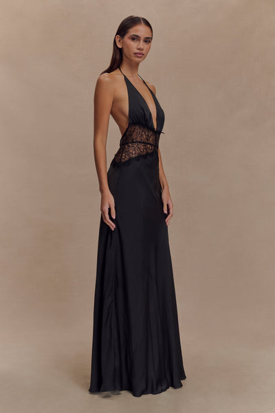 Kalira™ | Satin Lace Maxi Dress