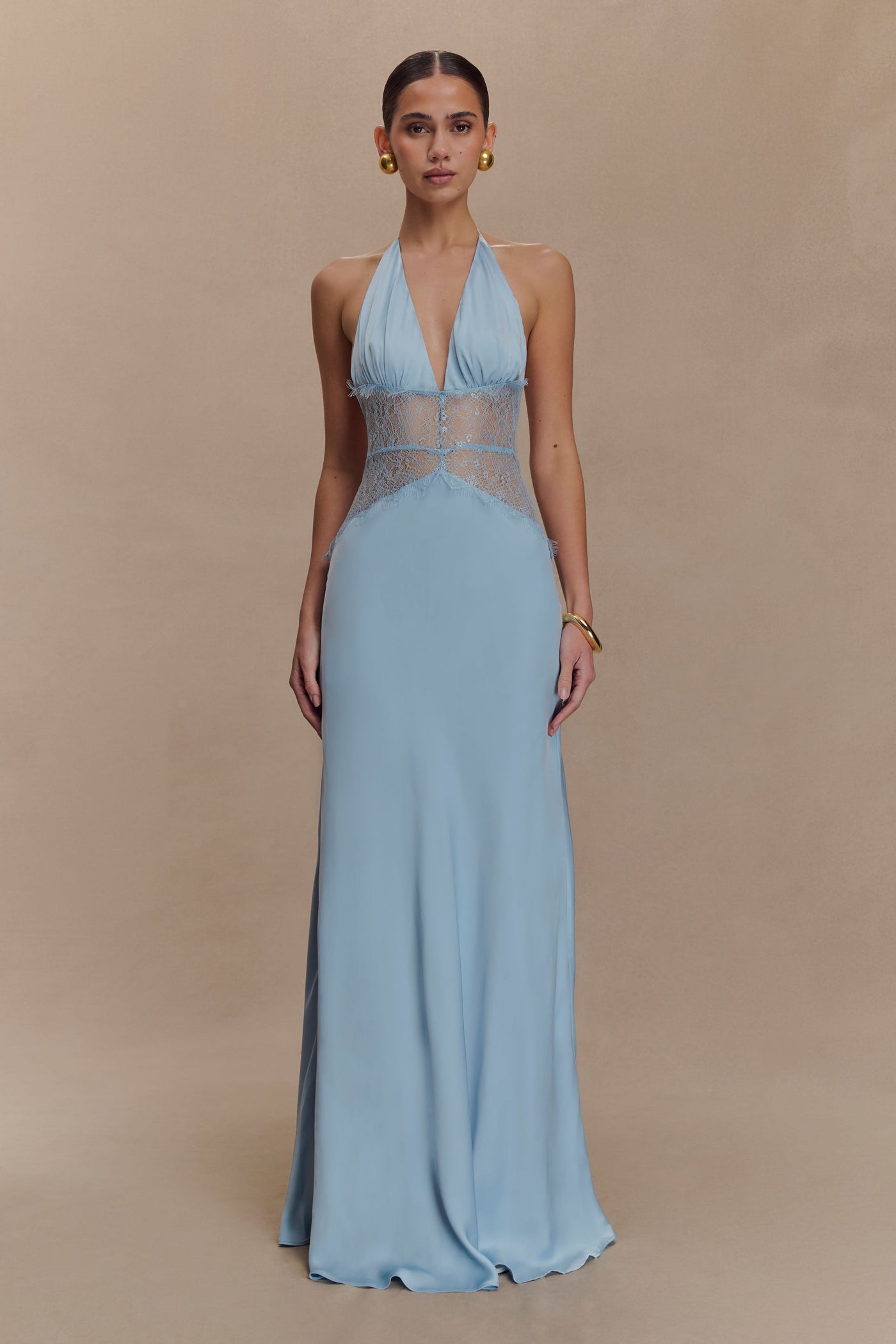 Kalira™ | Satin Lace Maxi Dress
