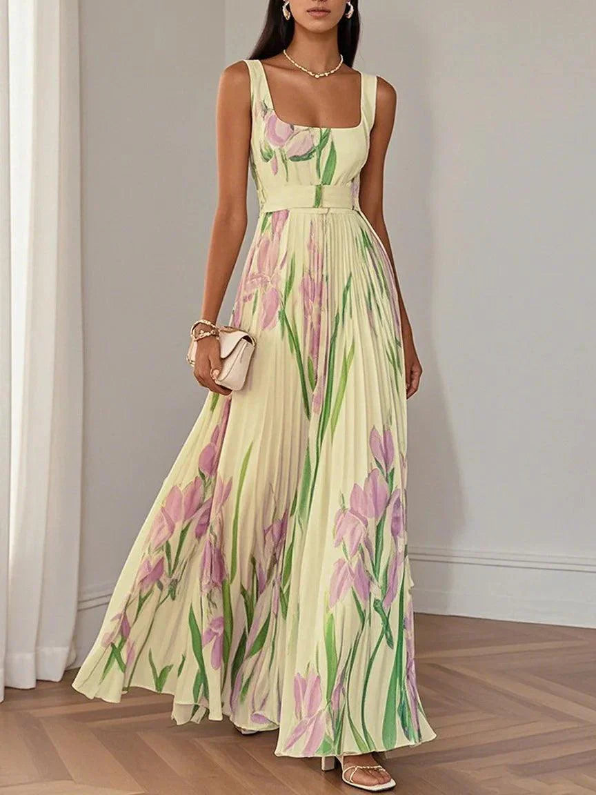 Elara™ | Floral Chiffon Maxi Dress