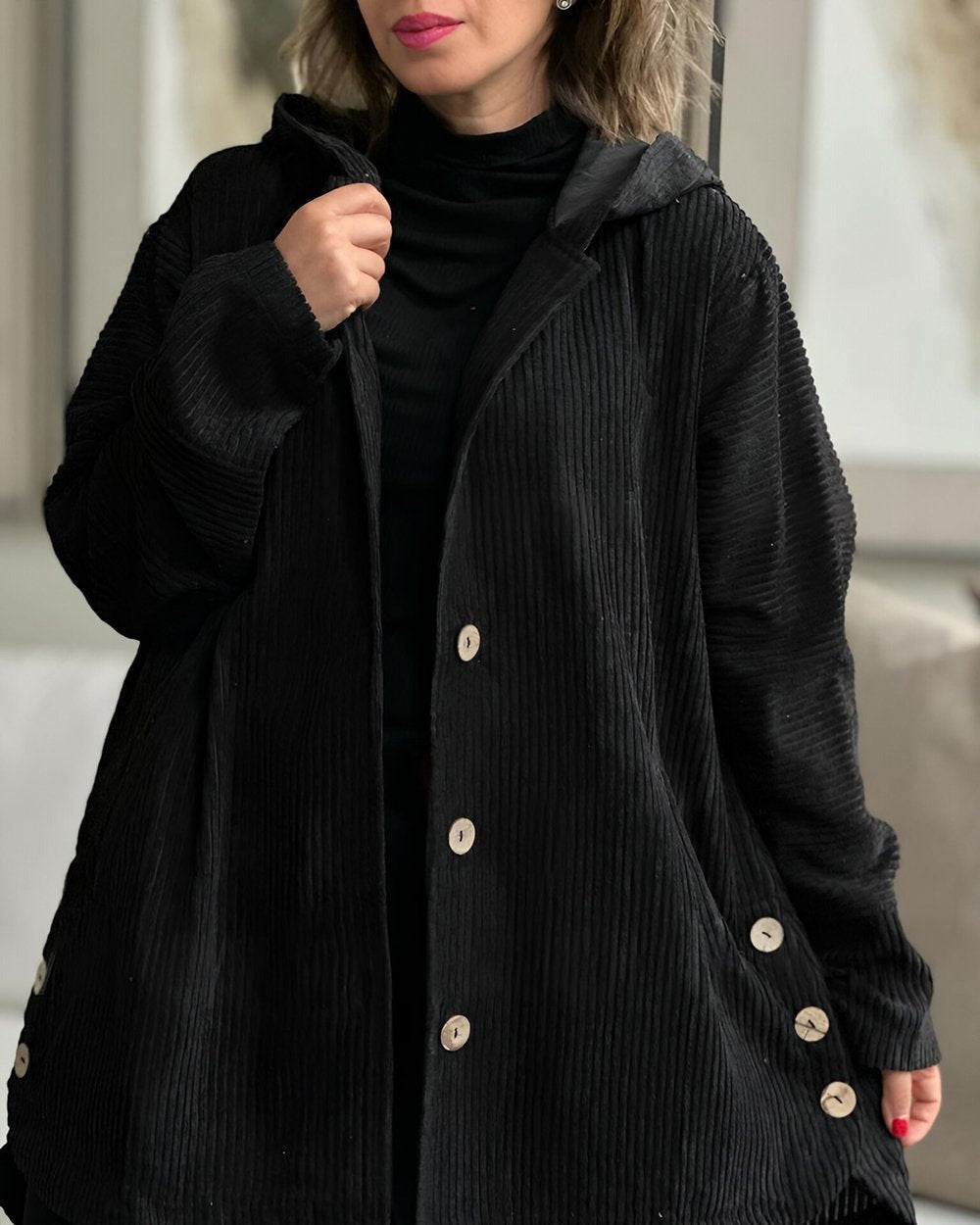 Candice | Cord-Jacke mit Kapuze