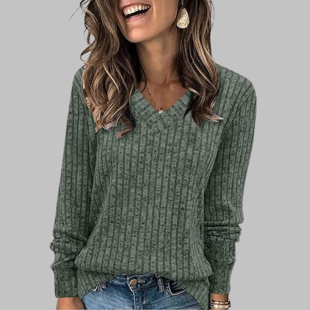 Maribel – Bequemes Langarmshirt mit V-Ausschnitt