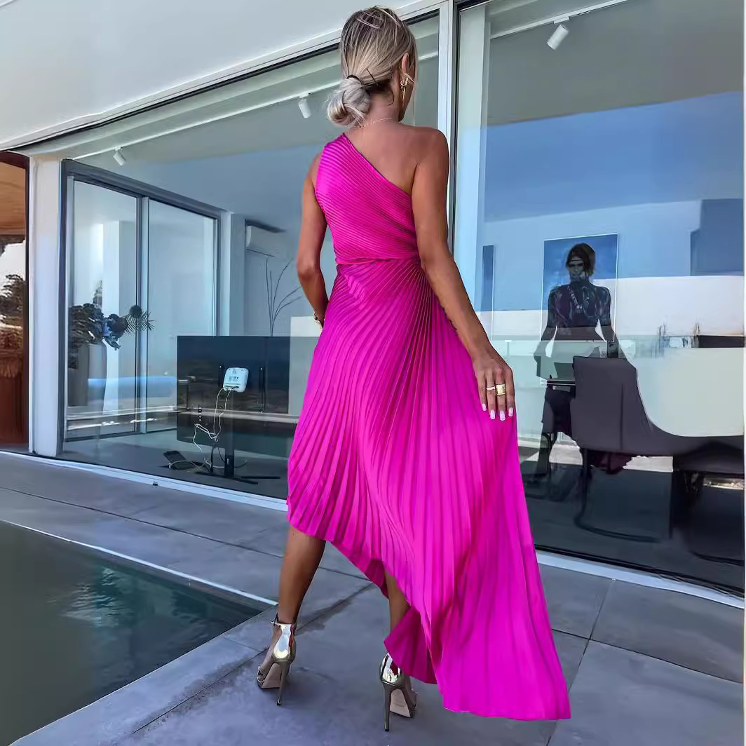 Celeste™ | One-Shoulder Pleated Maxi Dress