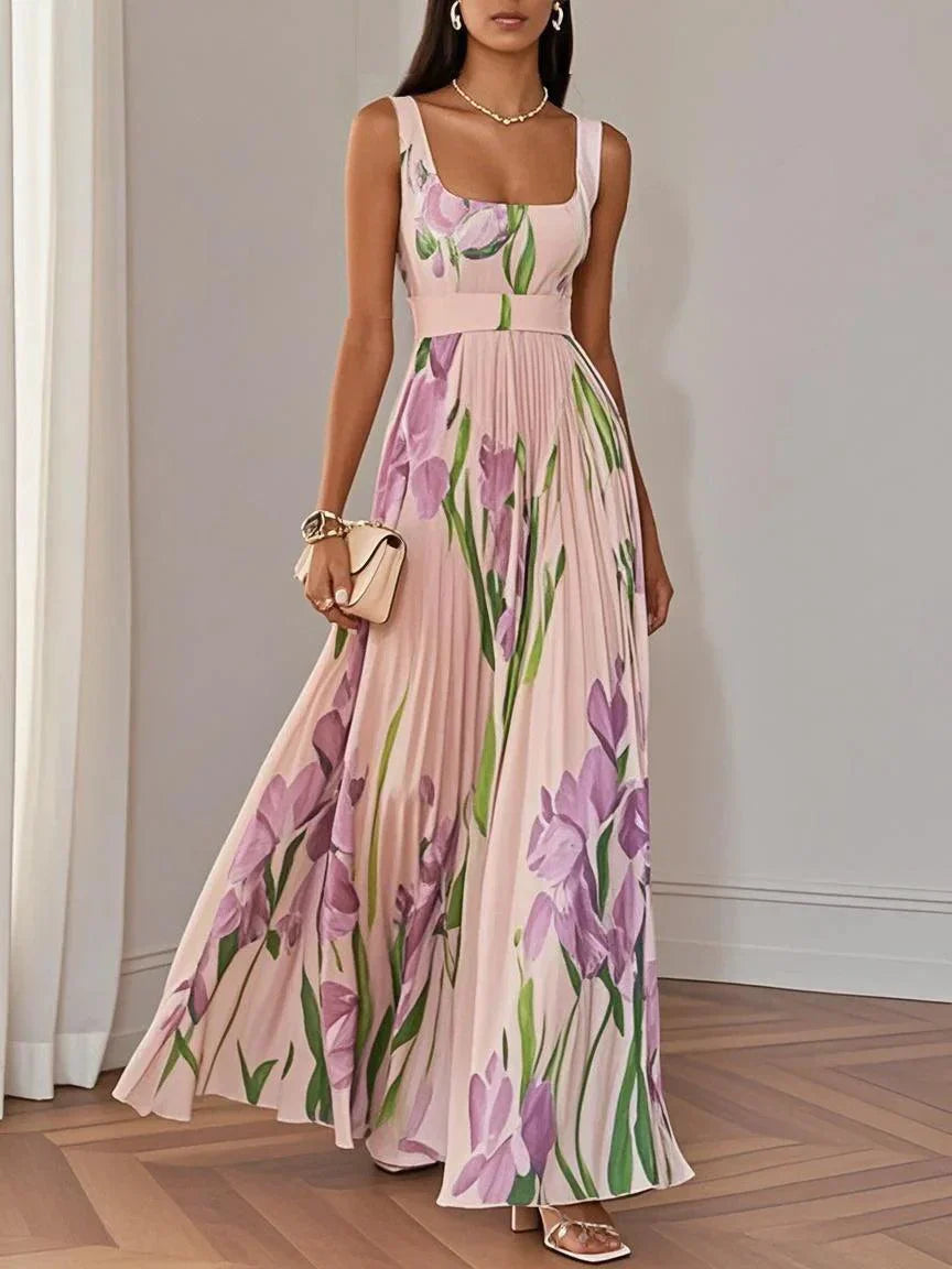 Elara™ | Floral Chiffon Maxi Dress