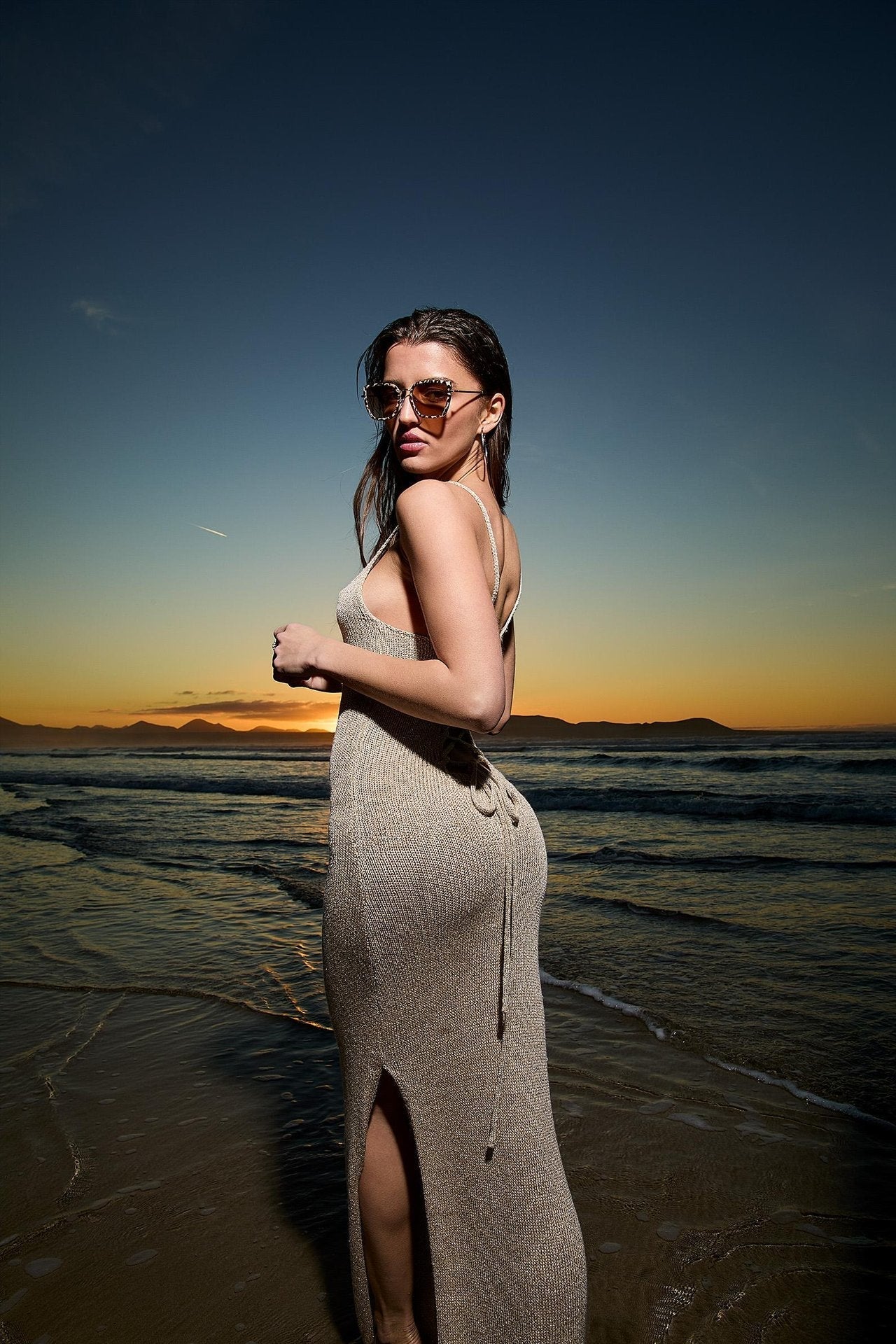 Soraya™ | Lace-Up Glitter Maxi Dress