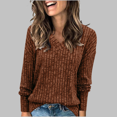Maribel – Bequemes Langarmshirt mit V-Ausschnitt