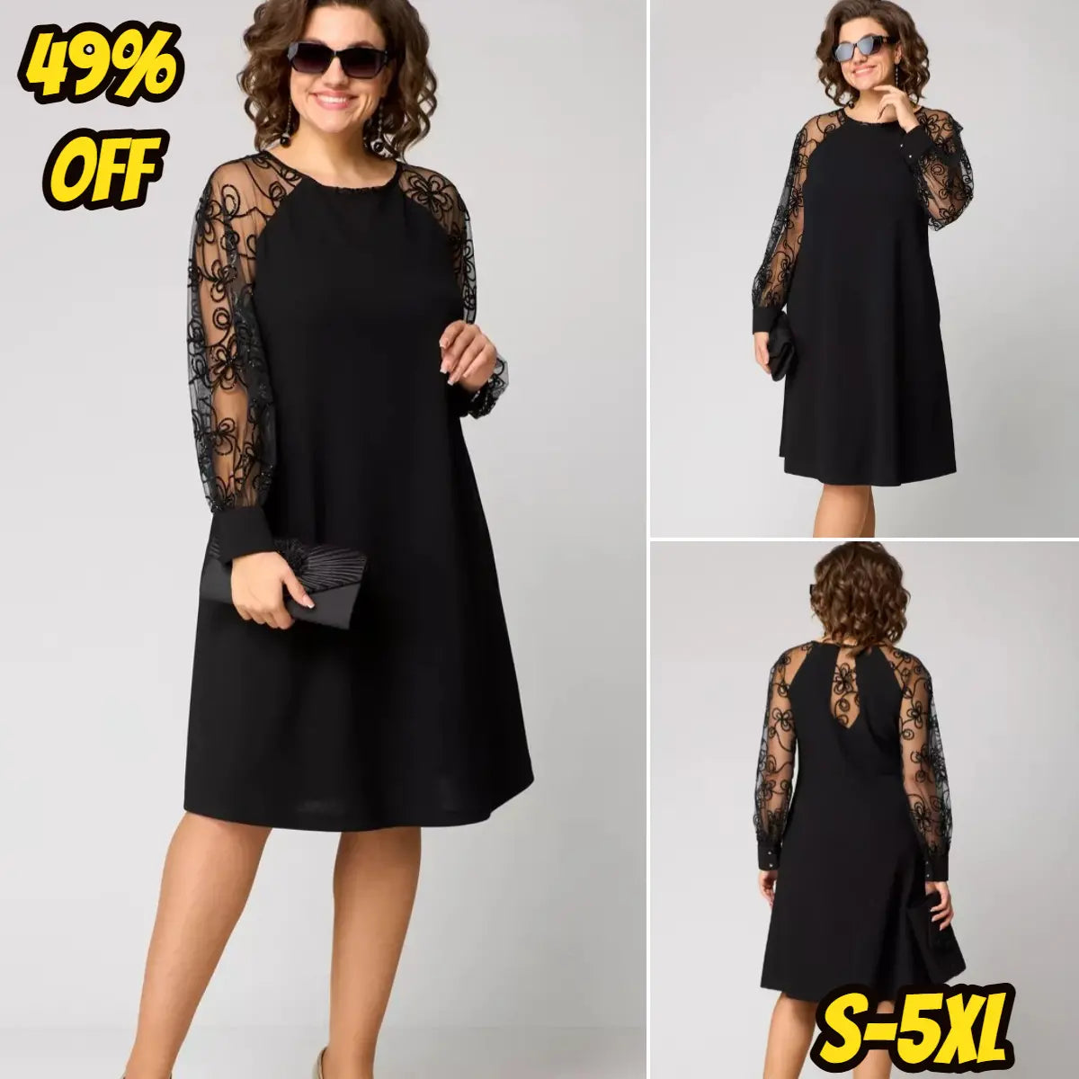 Elegantes schwarzes, Spitzenkleid
