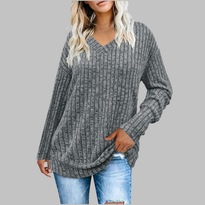 Maribel – Bequemes Langarmshirt mit V-Ausschnitt