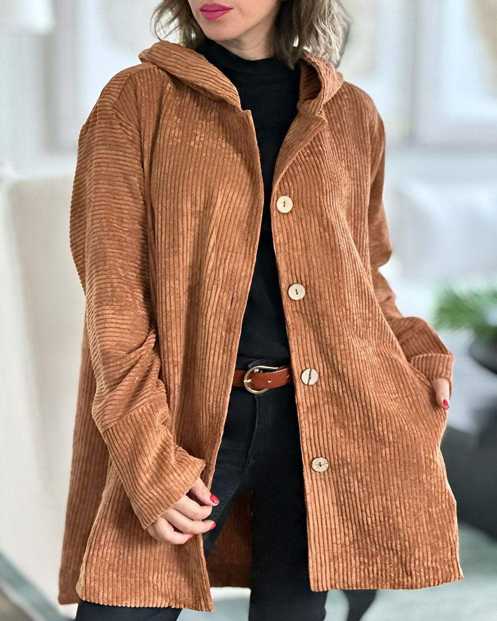 Candice | Cord-Jacke mit Kapuze