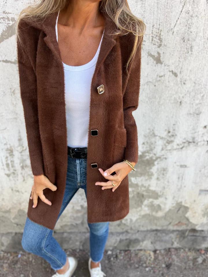MARCE | Lässiger Einreiher-Mantel mit Revers – warm und stilvoll