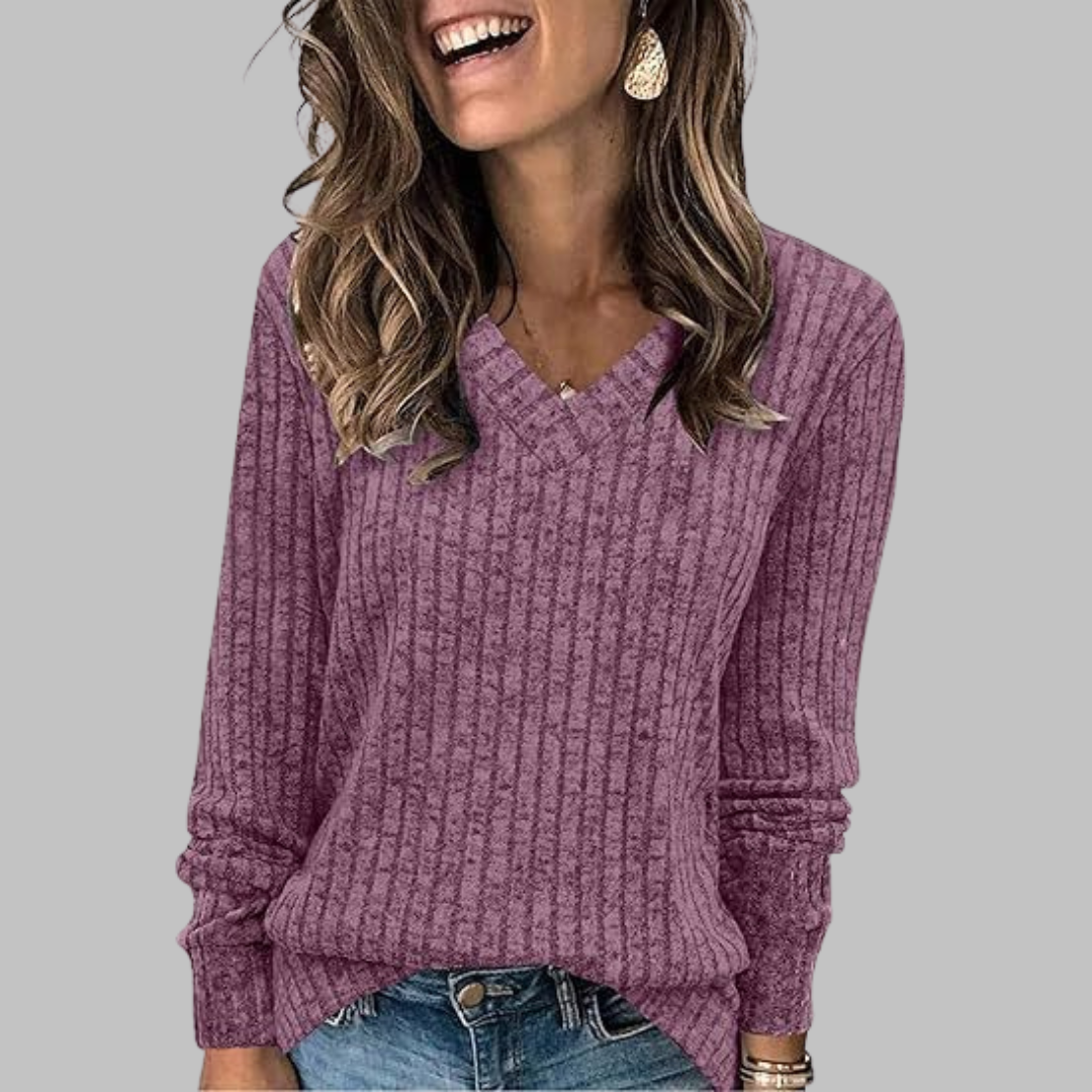 Maribel – Bequemes Langarmshirt mit V-Ausschnitt
