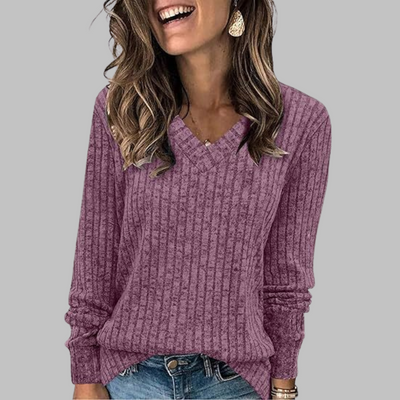 Maribel – Bequemes Langarmshirt mit V-Ausschnitt