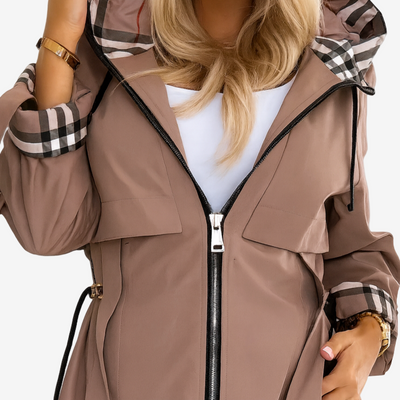 Maeve – Trenchcoat mit Kapuze und Karodetail