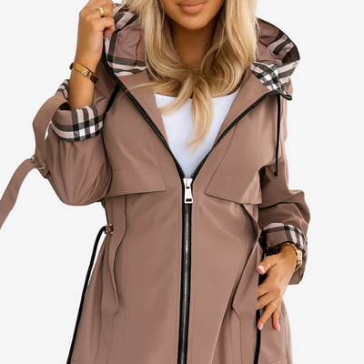 Maeve – Trenchcoat mit Kapuze und Karodetail