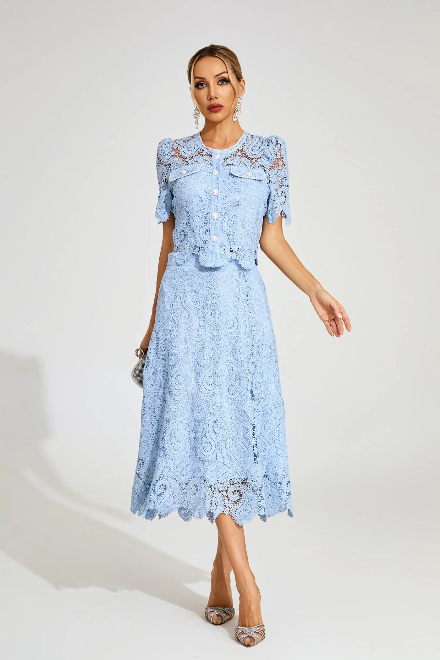 Calvin Blue Spitzen-Zweiteiler
