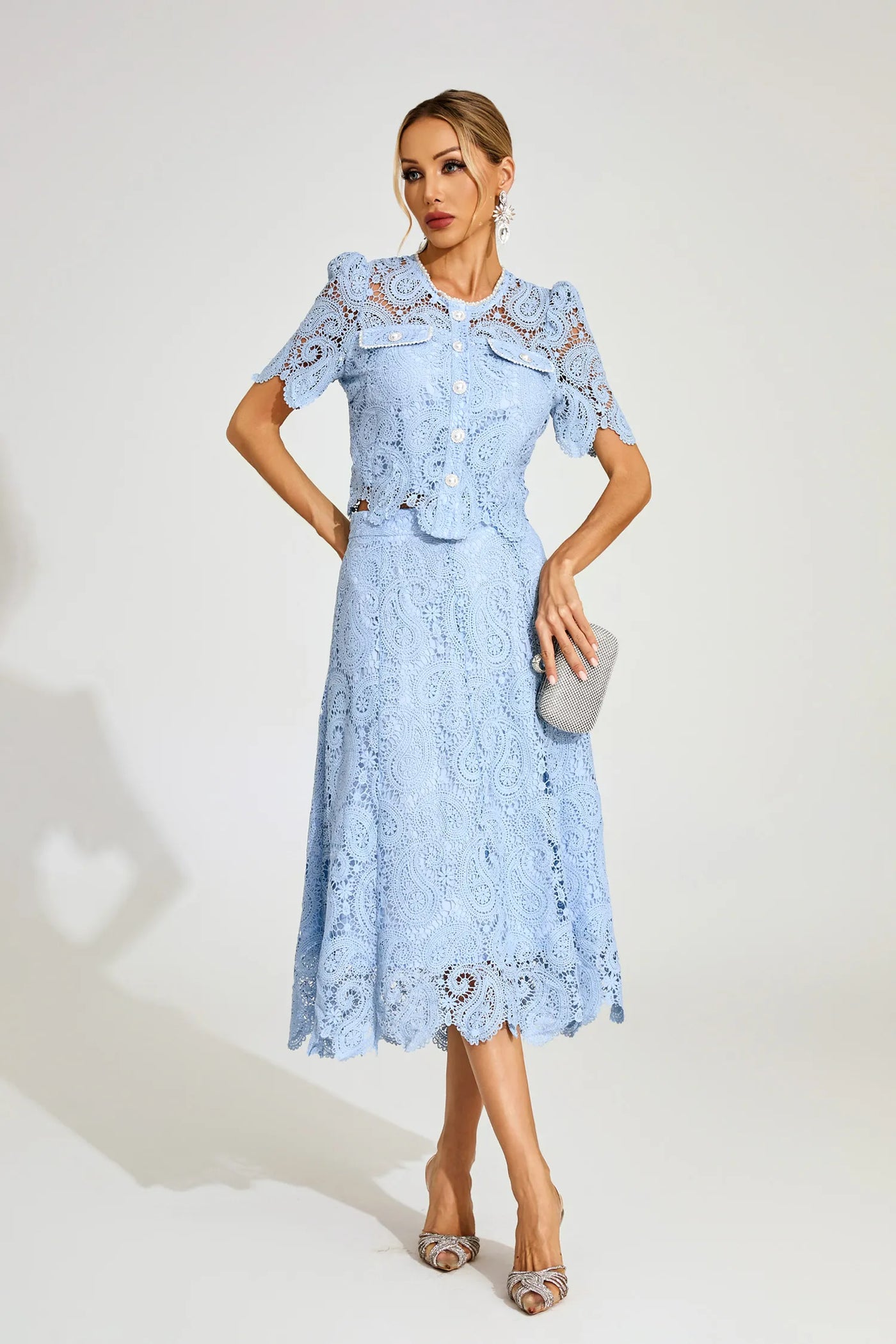 Calvin Blue Spitzen-Zweiteiler