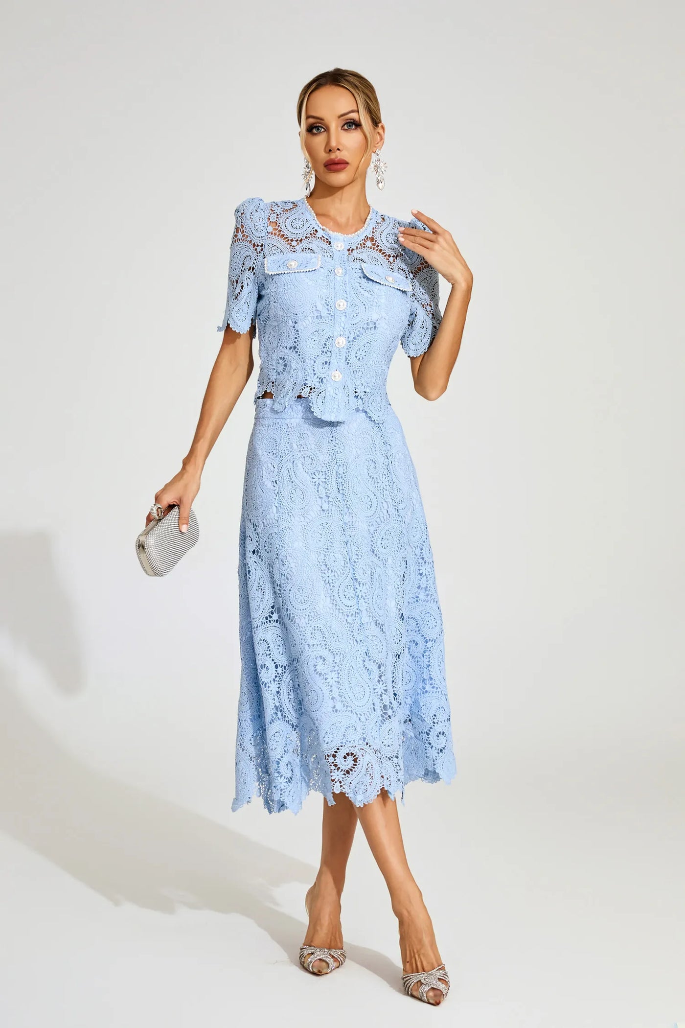 Calvin Blue Spitzen-Zweiteiler