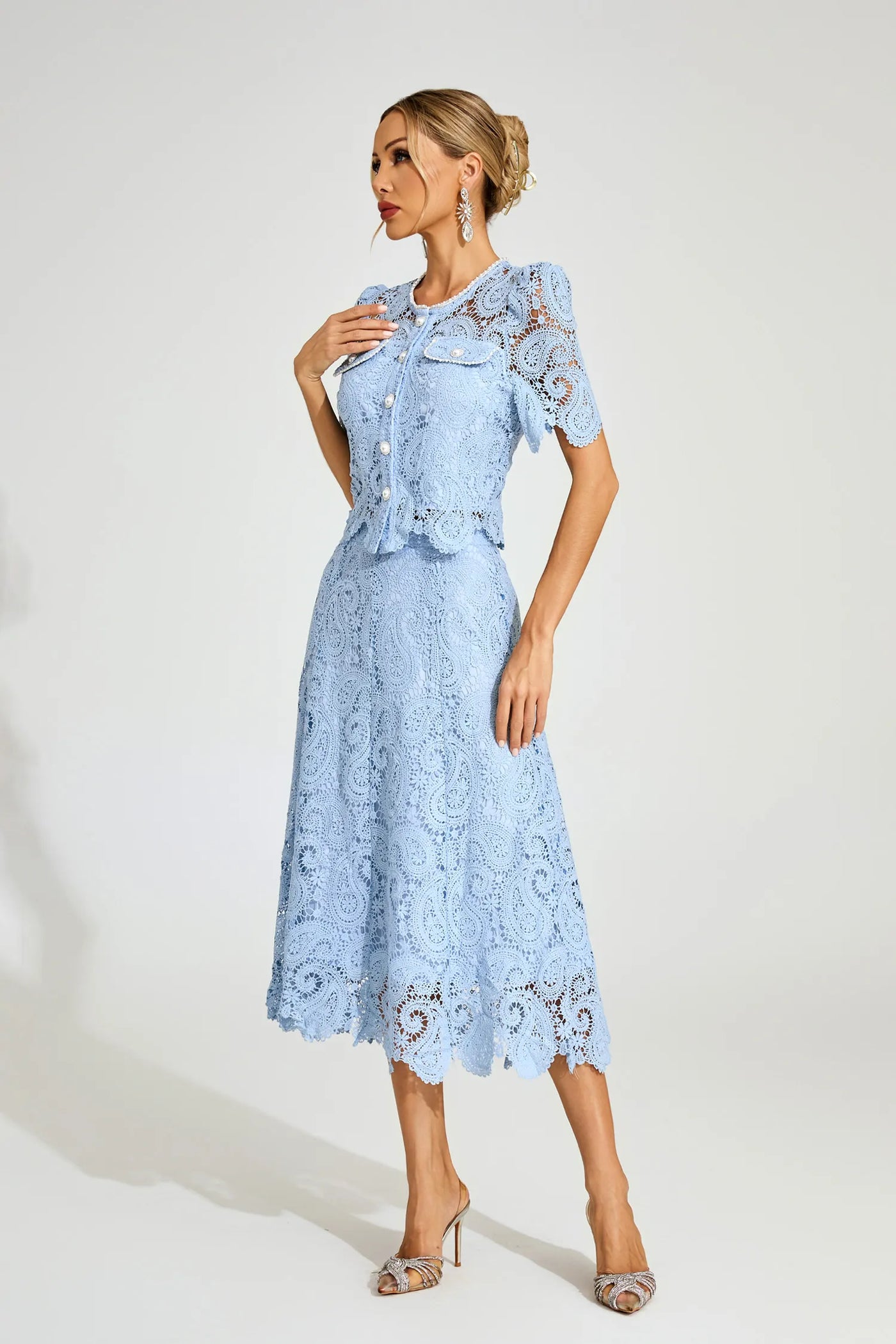 Calvin Blue Spitzen-Zweiteiler