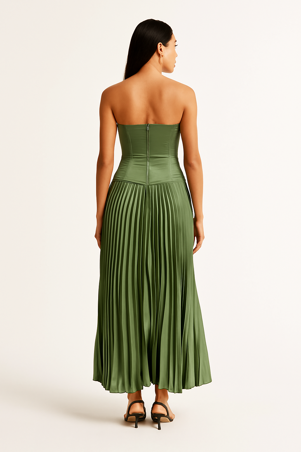 Camille™ | Strapless Pleated Midi Dress