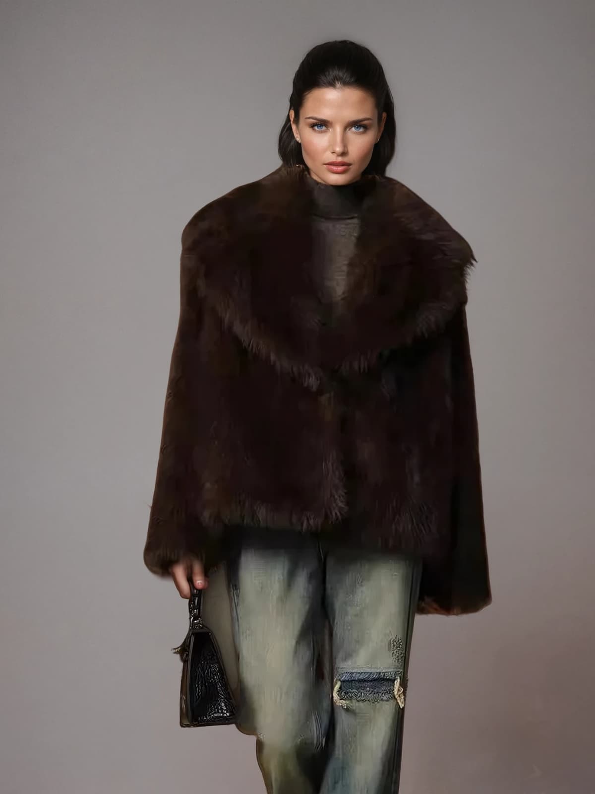 Neldrin Fleece-Mantel mit umgeschlagenem Kragen