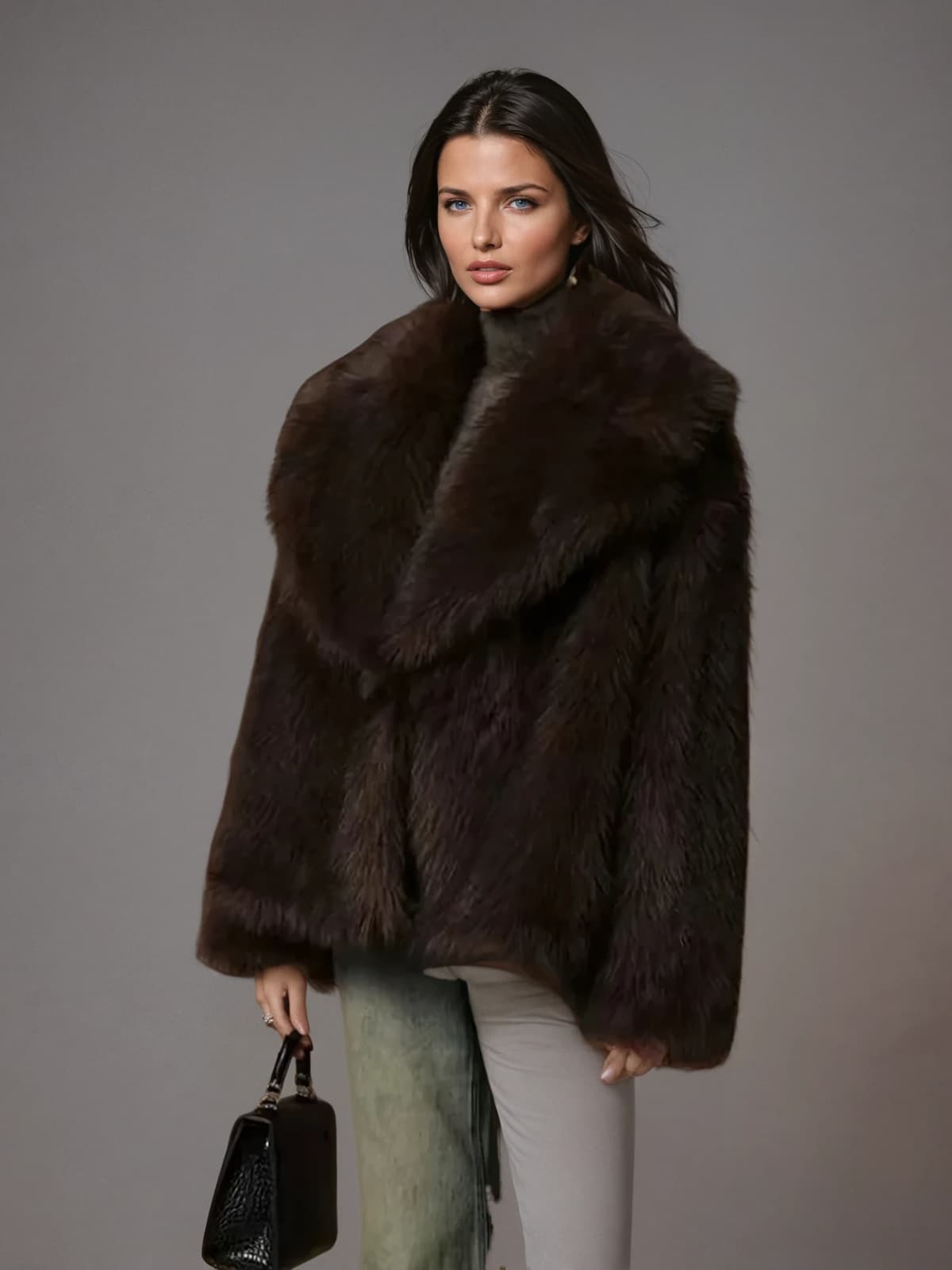 Neldrin Fleece-Mantel mit umgeschlagenem Kragen