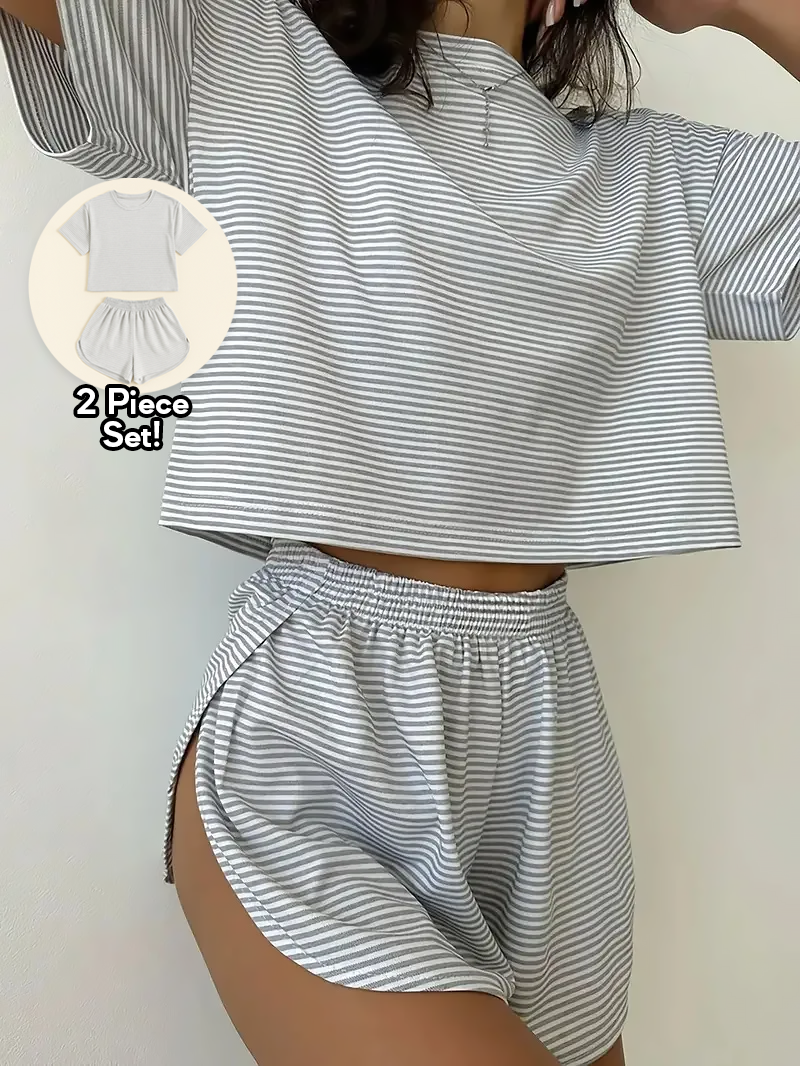 Zweiteiliges Loungewear-Set mit Shorts & Schlitz