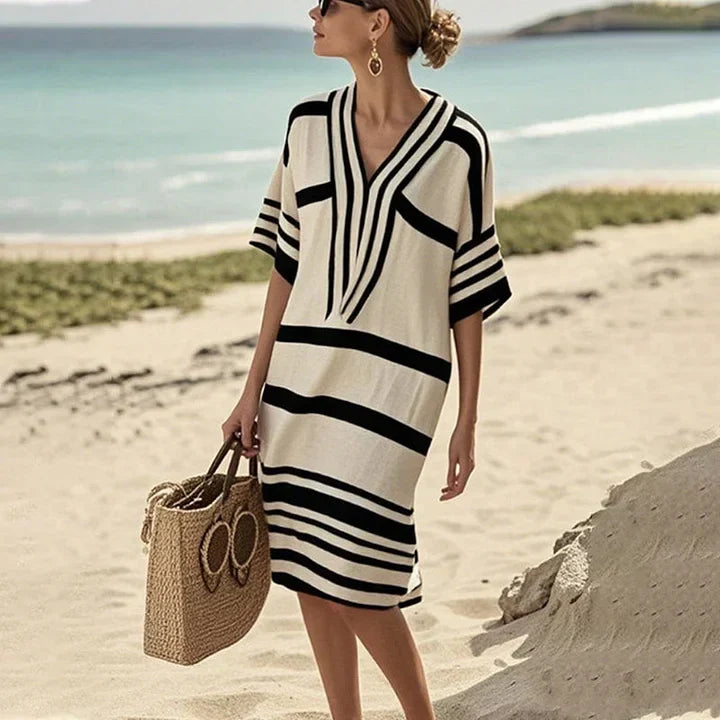 Loria | Striped Kaftan Summer Dress