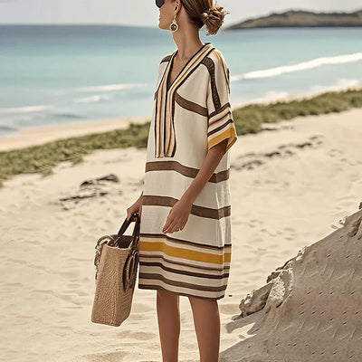 Loria | Striped Kaftan Summer Dress